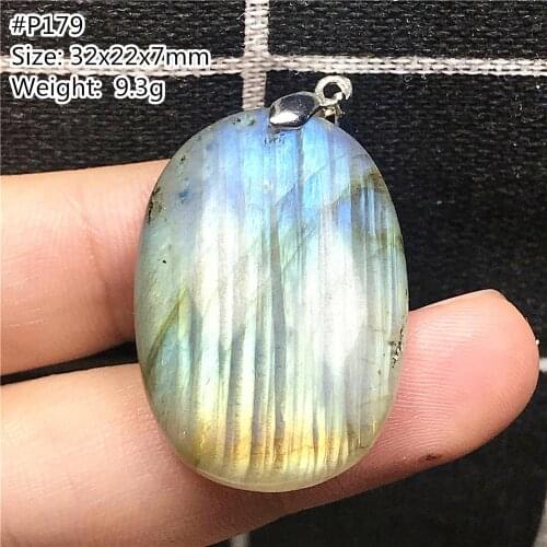 Top Natural Yellow Blue Labradorite Pendant Jewelry For Woman Man Crystal 32x22x7mm Oval Beads Silver Moonstone Gemstone AAAAA
