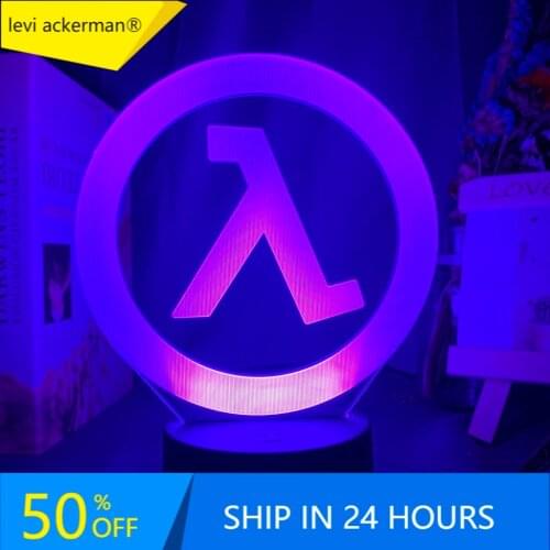 Half Life Logo Night Lamp for Game Room Decoration Cool Event Prize of Game Store Color Changing Led Night Light Gift for Him