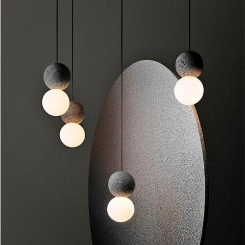 Nordic Art Cement Bedroom Bedside Pendant Lamp Creative Minimalist Stone Restaurant Aisle Cafe Decor Hanging Light Fixtures