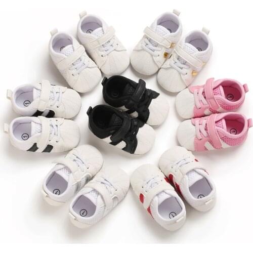 New Casual Baby Kid Girl Boy Crib Sport Shoes Infant Lace Up Leather Sole Casual Shoes 0-18 M