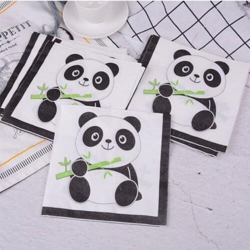 20pcs/lot Disposable Napkins Cartoon Panda Theme Birthday Party Decorations Kids Disposable Tableware Party Supplies