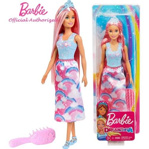 Original Barbie Brand Dreamtopic Series Dolls Beautiful Girl Pink hair Collectible FXR94 Brinquedos For Children Birthday Gift