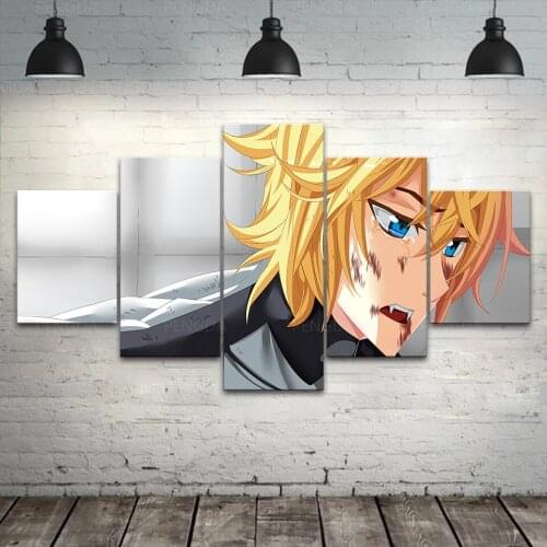 Canvas Prints Poster Seraph of the End Home Decoration Anime Painting Wall Artwork Picture Modular 5 Panel Living Room Framework