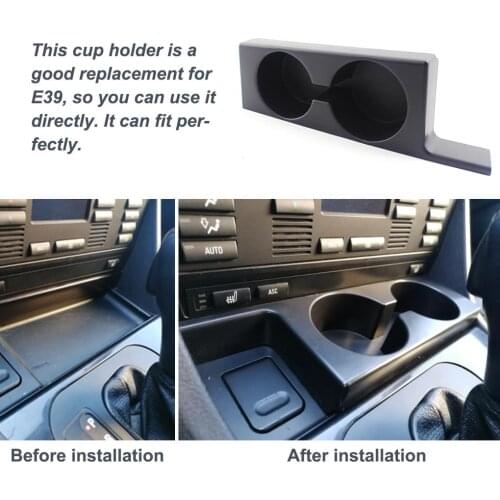 Front Car Cup Holder Car Accessories for BMW E39 5-Series 1997-2003 Plastic Black Portable Car Front Cup Holder