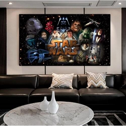 Star Wars Movie HD Print Poster and Print Master Yoda Color Painting Mural on Canvas for Home Living Room Bedroom Decoration