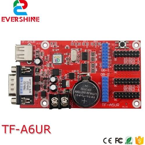 TF-A6UR(TF-A5UR) LED display control card, USB memory + RS232 serial port, for P10 single&dual color module LED controller