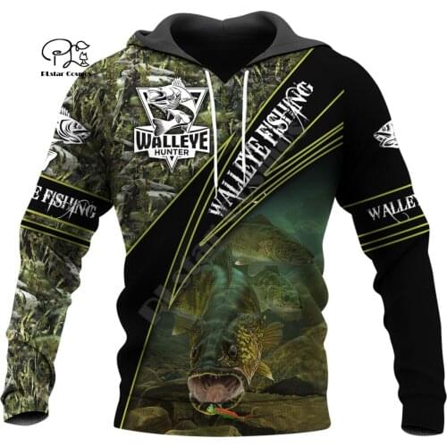 PLstar Cosmos NewFashion Animal Walleye Fishing Fisher Camo Funny Outwear Tracksuit 3DPrint Harajuku Casual Hoodies Men/Women 10