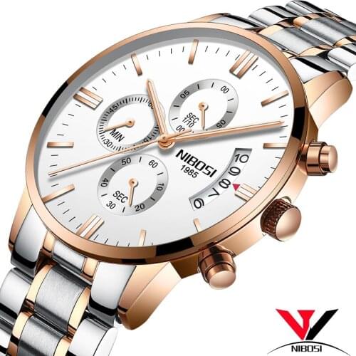 Relogio Masculino NIBOSI Quartz Wrist Watch Men Fashion Luxury Brand Mens Watches Waterproof Stainless Steel Dress Watches Date