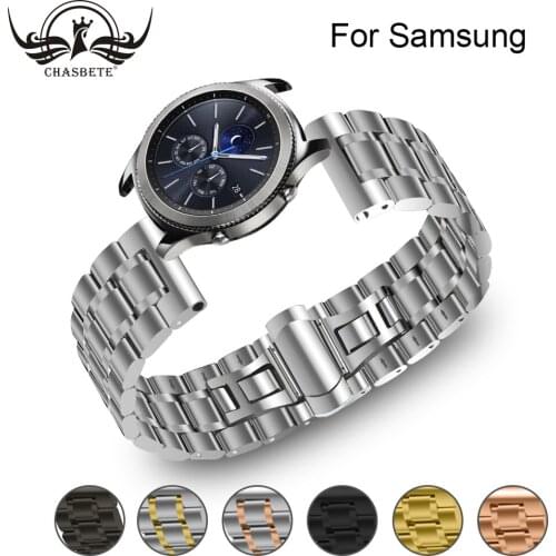 Stainless Steel Watchband for Samsung Gear 2 Neo Live Band Butterfly buckle Gear S3 Galaxy Watch 46mm Quick Release Strap Black