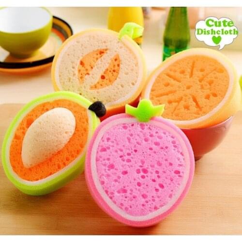 Cute Sweet Fruit Sponge Dishcloth Thick Spongia Scouring Pad Hearth Cooking Bench Super Clean Cloth Lovely Dishclout