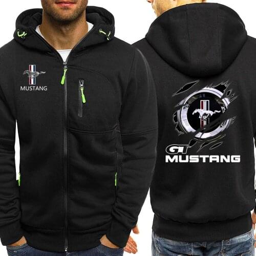 New Men Creative Design Mustang Punk Casual Harajuku Gradient Color Hoodies Mans Jackets Zipper Punk Leisure Sweatshirts