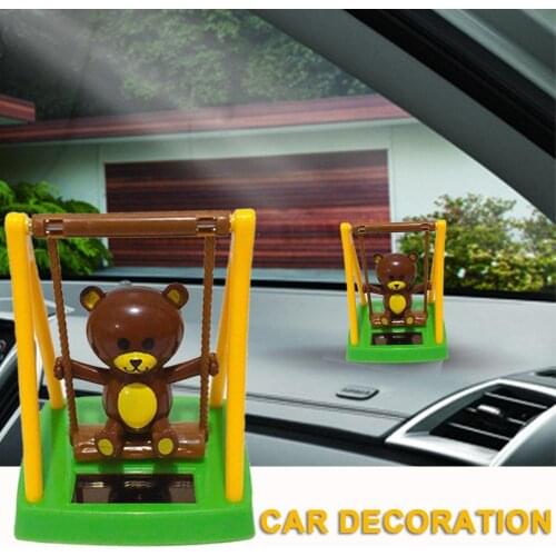 Car Cartoon Bear Decoration Solar Powered Dancing Animal Swinging Animated Bobble Dancer Toy Car Decor Kids Toys Gift