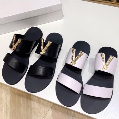 New Hot Sale Summer Shoes Woman Genuine Leather Woman Slippers Open-Toes Woman Slippers Outdoor Slippers Slide Shoes Botas Mujer