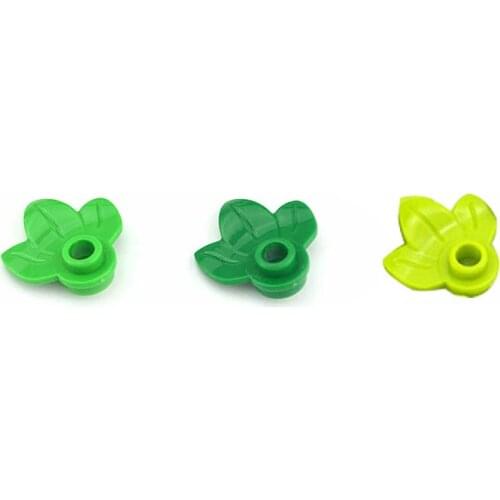 1x1 Round Plate With 3 Leaves Assembles Particles 32607 Creative DIY Building Blocks MOC Grass Plants Parts Compatible All Brand