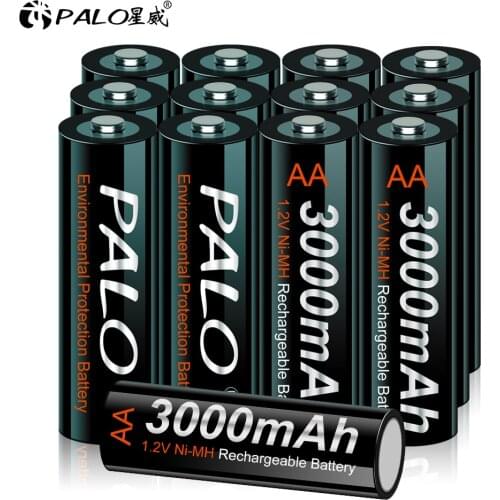 PALO New AA Rechargeable Battery 1.2V AA NiMH Battery For Light LED Flashlight Torch Toy batteries