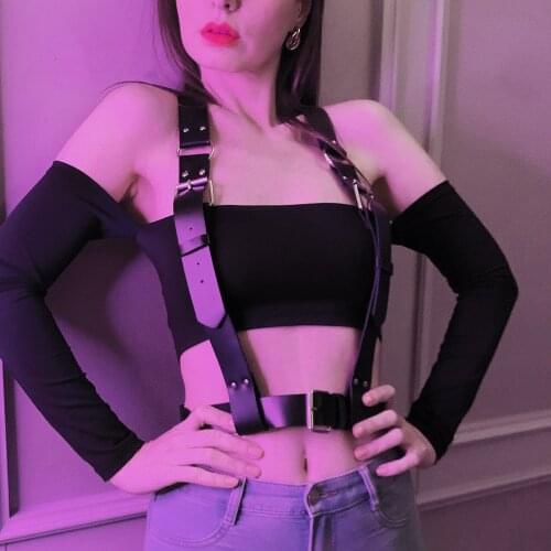 BAFEI Adjustable Bondage Lingerie Sexy Leather Women Harness Black Gothic Punk Fashion Bra Cage Fetish Cosplay Party Clubwear