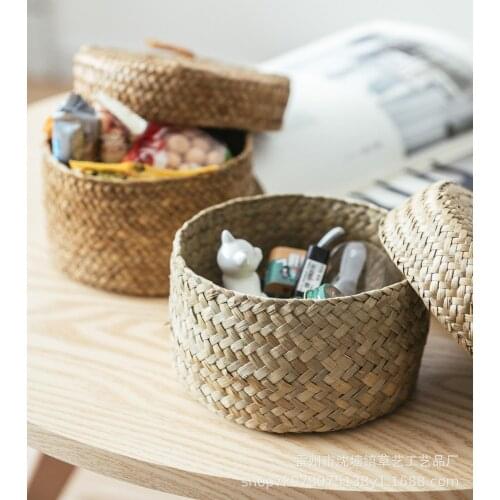 12.5*8CM Handmade Bamboo Storage Basket Snack Wicker Basket Rattan Seagrass Belly Garden Flower Pot Planter Basket Finishing Box
