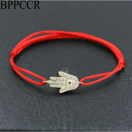 BPPCCR Top Micro Pave Zircon AAA Fatima Hamsa Hand Evil eye Women Red Rope Thread String Bracelets Lucky Pulseira Lovers Gifts