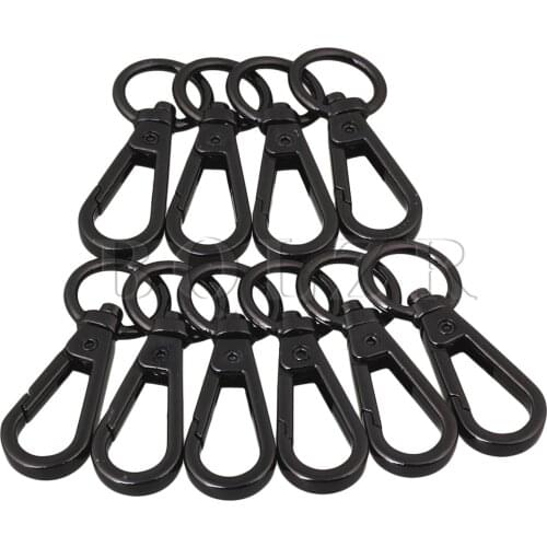 BQLZR 10pcs Nickel Black Zinc Alloy Swivel Clip Snap Hook for Travel & Luggage