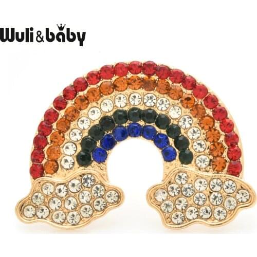 Wuli&baby Rhinestone Rainbow Brooches Women Alloy Weddings Banquet Brooches Pins New Year Gifts
