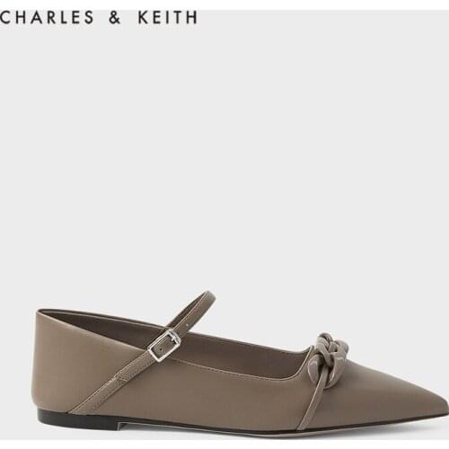 CHARLES&KEITH New Arrival for Spring 2021CK1-70900261Womens fashion retro shoes pointed flat decorated with thick chains