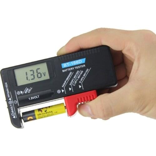 BT168D Digital Battery Capacity Tester LCD for 9V 1.5V AA AAA Cell C D Batteries