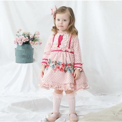 Children Spanish Clothing Vintage Ball Gowns Baby Cotton Embrodery Lace Stitching Toddler Dress For Girls Easter Y3840