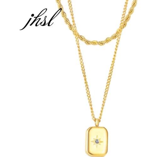 JHSL Cute kids Girls Women Necklaces Pendants Rose Gold Color Stainless Steel Fashion Party Jewelry 2021 New