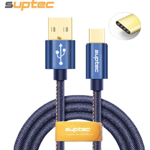 SUPTEC Denim Braided USB Type C Cable Charger Cord for Samsung Galaxy S9 S8 Note 8 Plus r Xiaomi Oneplus 6 USB Type-C Cable