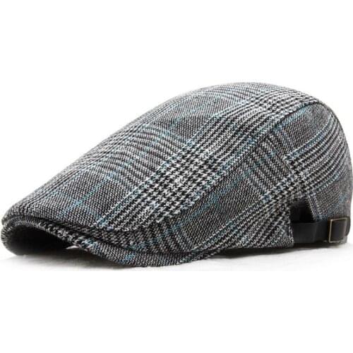 Autumn and winter new style plaid cap women British retro painter hats mens casual beret forward caps