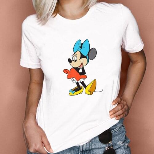 Disney Classic Minnie Mouse with Blue Bow T Shirt Funny Teachers Gift Tees Shirts 90s Aesthetics Harajuku Tops Dropship