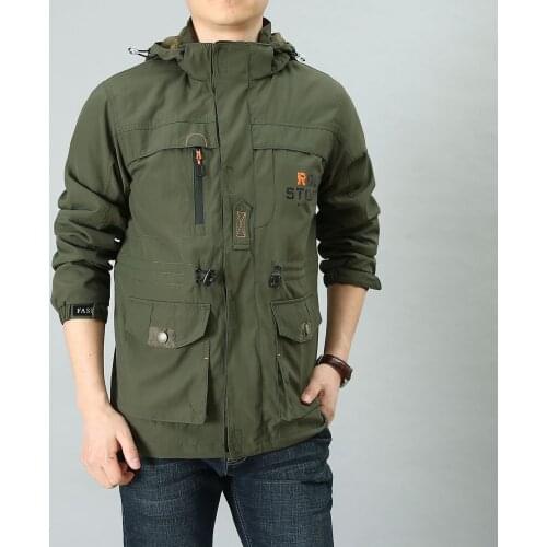 Spring Autumn Jacket Loose Mens Jacket Thin Section Tooling Outdoor Sports Windbreaker Casual Multi-pocket Coat Ropa Deportiva