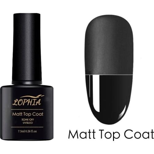 LOPHIA 7.5ml Matt Top Nail Polish Lacquer Semi Permanent Nail Gel Polish Vernis For Soak Off Gel Varnishes Manicure Nail Art