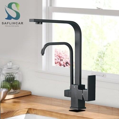 Matte Black Pure Water Kitchen Sink Faucet Contemporary 360 Degree Rotation Water Purification Taps Hot Cold Water Mixer Tap