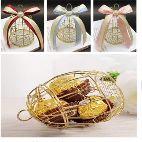 Mini Metal Gold Vintage Bird Cage Candy Boxes Baby Shower Favor Gift Box for Guests Party Birthday Souvenir Christmas Utenciles