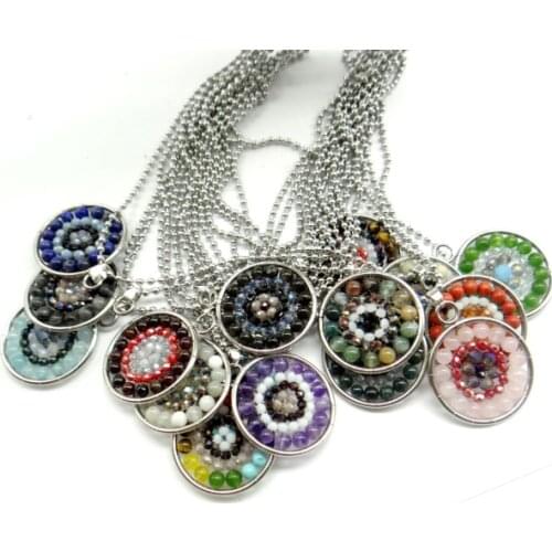 Natural stone7 Chakra Reiki Healing lapis Quartz crystal tiger eye Turquoises Opal Pendant for diy Jewelry making necklace1pcs