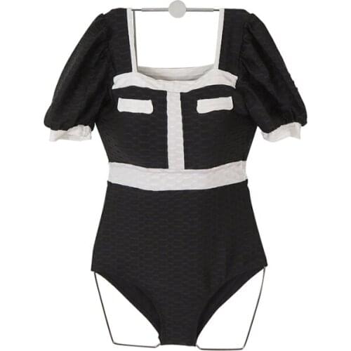 2021 New Whole Colored Contracted Conservative One Piece Swimsuit Sexy with Breast PadWith Breast Pad Bikini Women