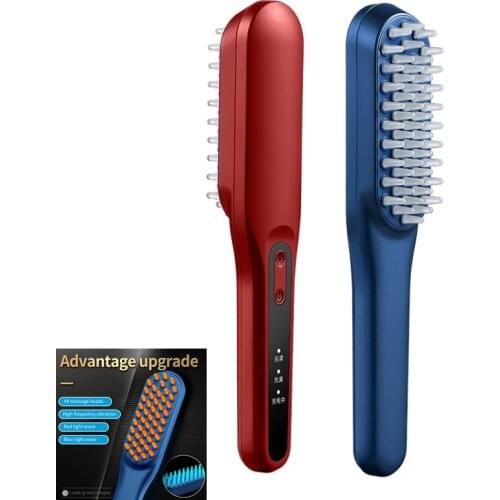 2021 New Electric Laser Hair Growth Comb Anti Hair Loss Treatment RF Red Blue Light EMS Vibration Scalp Massage Hair Brush