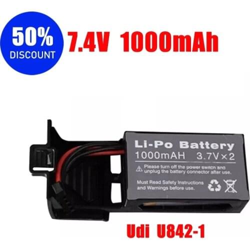 Original 7.4V 1000mAh Li-Po Battery for Udi U842 U842-1 U818S RC Quadcopter Drone Spare Parts