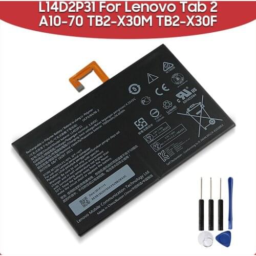 Original Replacement Battery 7000mAh L14D2P31 For Lenovo Tab 2 A10-70 LC/A10-70F TB2-X30M TB2-X30F L14D2P31 Tablet Batteries