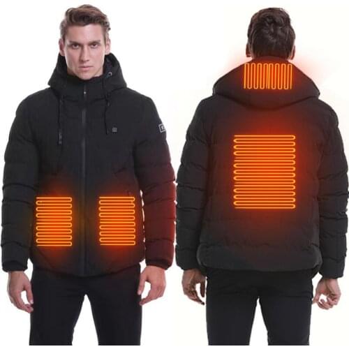 Mens Women Heated Outdoor Parka Coat USB Electric Battery Heating Hooded Jackets Warm Winter Thermal For Outdoor ski Cycling