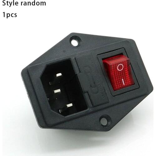 Power switch AC 3pin AC power socket with red triple rocker switch tripod copper feet with 3d protection printer fuse random