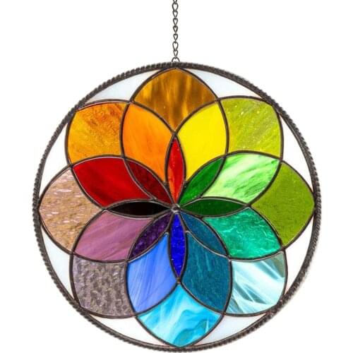 Overlap Colors Wind Spinner Yard Art Garden Hanging Decoration Rainbow Wall Pendant Decoration Home Decoration Pendant