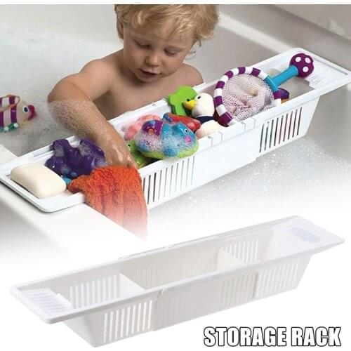 Bathtub Caddy Tray Plastic Bathtub Basket Shelf Rack Bath Toys Organizer Retractable Storage Rack UD88