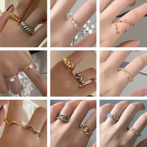 PONYKISS Trendy S925 Sterling Silver Geometry Moon stone Zircon Adjustable Ring for Women Party Jewelry wholesale Accessory