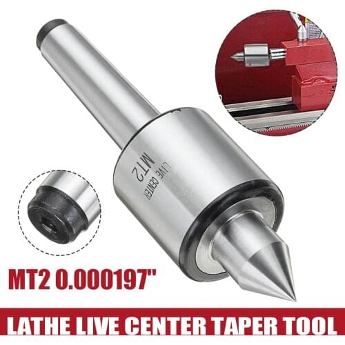 Wolike MT2 0.000197" Alloy Steel Silver Lathe Live Center Taper Tool Live Revolving Milling Center Taper Machine Accessories