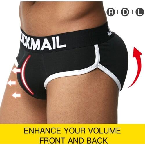 JOCKMAIL Men padded hip and butt underwear push up cup bulge enhancing underwear penis gay men underwear briefs includes 3 pad