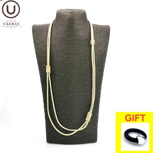 UKEBAY New Long Collar Necklaces Gold Rope Luxury Jewelry Women Fashion Pendant Necklace Festival Party Accessories Choker Chain