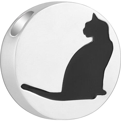 Urn Jewelry Lovely Cat Cremation Jewelry Stainless Steel Slider Circle Memorial Urn Necklace Hold Pet Ashes Keepsake Jewelry