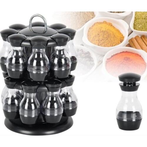 Rotating Cruet Condiment Seasoning Jars Set for Spices Pepper Sprays Bottles Salt Shakers Holder Kitchen Storage Rack Organizer
